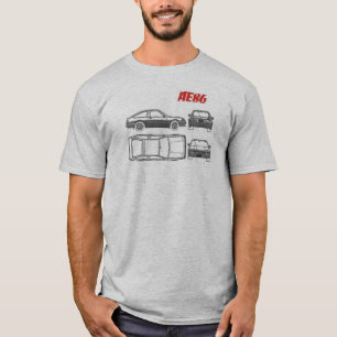 トヨタ・カローラae86の青写真のワイシャツ tシャツ