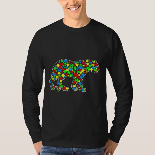 トラおもしろいパズル動物自閉症に対する認識 Tシャツ (正面)