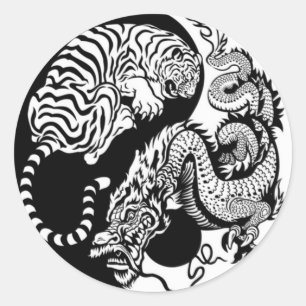 トラおよびドラゴンのインまたはヤン ラウンドシール
