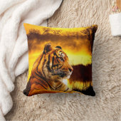 トラおよび日没 クッション (ブランケット)