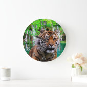 トラおよび滝 ラージ壁時計 (ホーム)