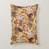 トラが付いている熱帯花パターン アクセントクッション (正面(垂直))