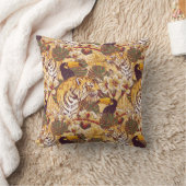 トラが付いている熱帯花パターン クッション (ブランケット)