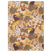 トラが付いている熱帯花パターン クリップボード (裏面)