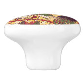 トラが付いている熱帯花パターン セラミックノブ (側面)