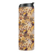 トラが付いている熱帯花パターン タンブラー (回転左)