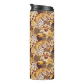 トラが付いている熱帯花パターン タンブラー (回転右)