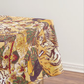 トラが付いている熱帯花パターン テーブルクロス (インサイチュ)