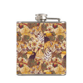 トラが付いている熱帯花パターン フラスク (裏面)