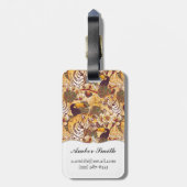 トラが付いている熱帯花パターン ラゲッジタグ (裏面縦)