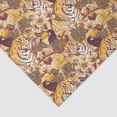 トラが付いている熱帯花パターン 薄葉紙 (詳細)