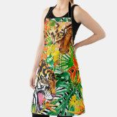 トラのある熱帯のシームレスな模様。水色j エプロン (インサイチュ)