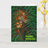 トラのグリーティングカード カード (黄色い花)