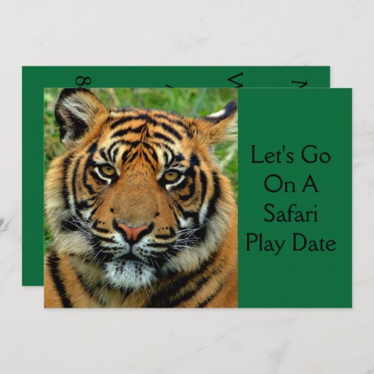 トラのサファリの演劇の日付のバースデーパーティ招待状 招待状 (正面/裏面)