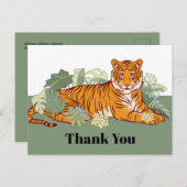 トラのサンキューカード、パーティーの動物ジャングル ポストカード (正面/裏面)