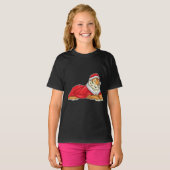 トラのサンタ帽子 Tシャツ (正面フル)
