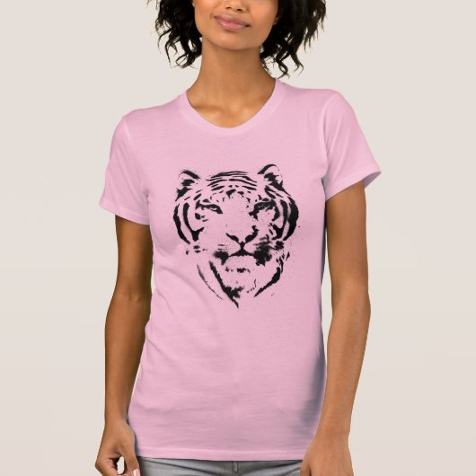 トラのステンシル女性のタンクトップ Tシャツ (正面)