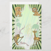 トラのストライプなジャングルのベビーシャワーセット 便箋 (正面/裏面)