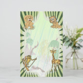 トラのストライプなジャングルのベビーシャワーセット 便箋 (スタンド正面)