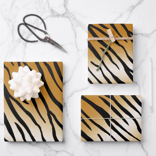 トラのストライプ エキゾチックアニマルプリント ラッピングペーパーシート (正面)