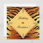 トラのデザインの誕生日の招待状 招待状 (正面/裏面)