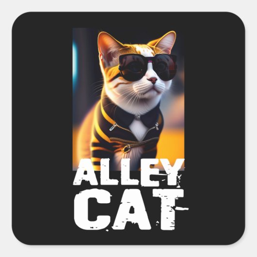 トラのトラックスーツを着た可愛い猫 スクエアシール (正面)