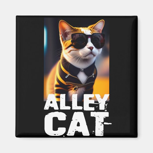 トラのトラックスーツを着た可愛い猫 マグネット (正面)