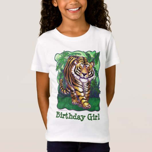 トラのパーティーの中心の誕生日の女の子 Tシャツ (正面)