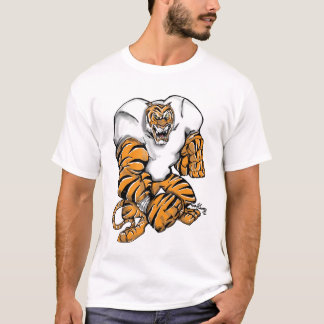 トラのフットボールのデザイン Tシャツ