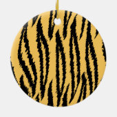 トラのプリントパターン。 オレンジおよび黒 セラミックオーナメント (裏面)