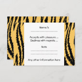 トラのプリントパターン。 オレンジおよび黒 出欠カード (正面/裏面)