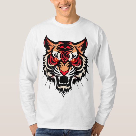 トラのヘッドイラスト Tシャツ (正面)