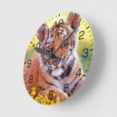 トラのベビーカブス ラウンド壁時計 (傾斜)