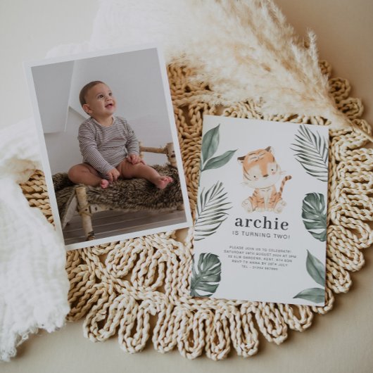 トラの写真の誕生日招待状 招待状