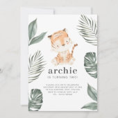 トラの写真の誕生日招待状 招待状 (正面)