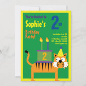 トラの動物の子供の誕生日パーティーの招待状 招待状 (正面)