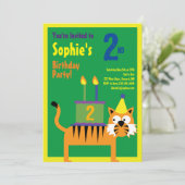 トラの動物の子供の誕生日パーティーの招待状 招待状 (スタンド正面)