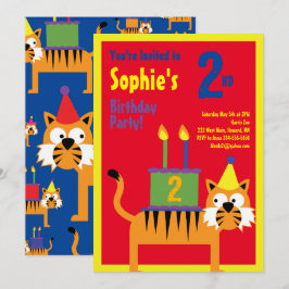 トラの動物の子供の誕生日パーティーの招待状 招待状