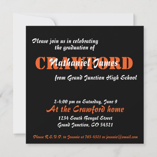 トラの卒業の発表 招待状 (裏面)