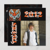 トラの卒業発表写真付き 招待状 (正面/裏面)