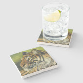 トラの大理石のコースター ストーンコースター (横)