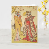 トラの夫婦の日本人のプリントのカップル カード (黄色い花)