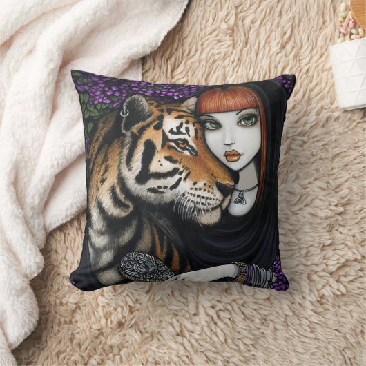 トラの妖精の良きパートナーのファンタジーのサムLilahの枕 クッション (ブランケット)