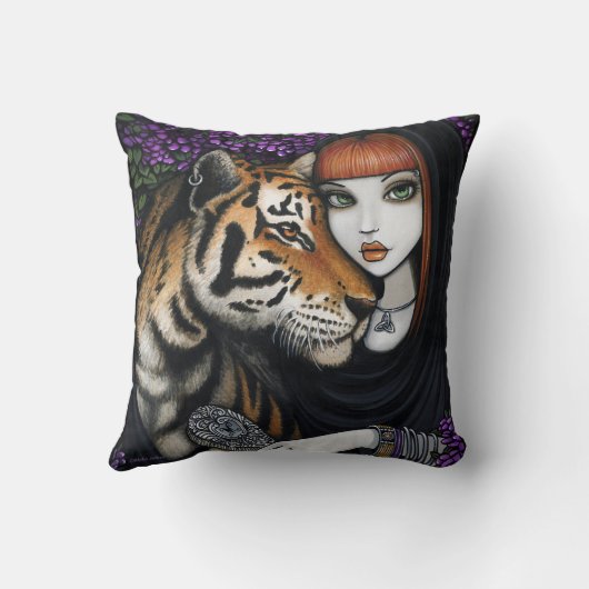 トラの妖精の良きパートナーのファンタジーのサムLilahの枕 クッション (裏面)