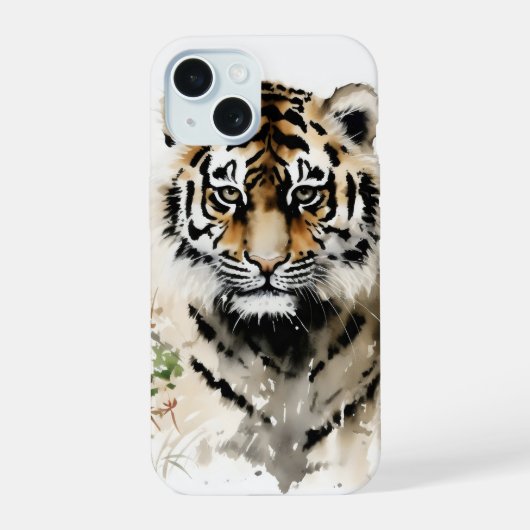 トラの子墨絵 iPhone 15ケース (裏面)