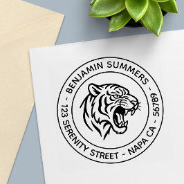 トラの横顔ラウンドアドレス セルフインキングスタンプ