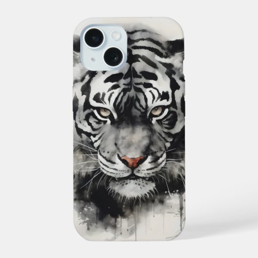 トラの水墨画 iPhone 15ケース (裏面)
