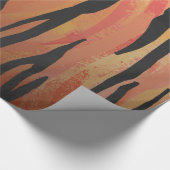 トラの熱いオレンジおよび黒いプリント ラッピングペーパー (角)