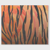 トラの熱いオレンジおよび黒いプリント ラッピングペーパー (フラット)