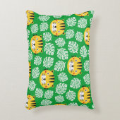 トラの継ぎ目のない模様で、熱帯の葉がある。子どもb アクセントクッション (正面(垂直))